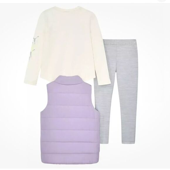 SOLD Puma Toddler Girls 3 piece Vest, pant, shirt set, Purple, Gray, Size 2T, - Picture 3 of 9